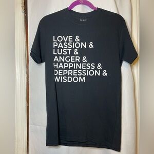 NWOT Broadway's "Thoughts of a Colored Man" Play Black Graphic Tee w Text Size S